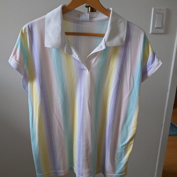 Vintage Tops - Darling Vintage Pastel Striped Polo